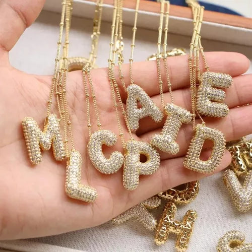 Letras 3D Chapa de Oro 18k y Zirconias